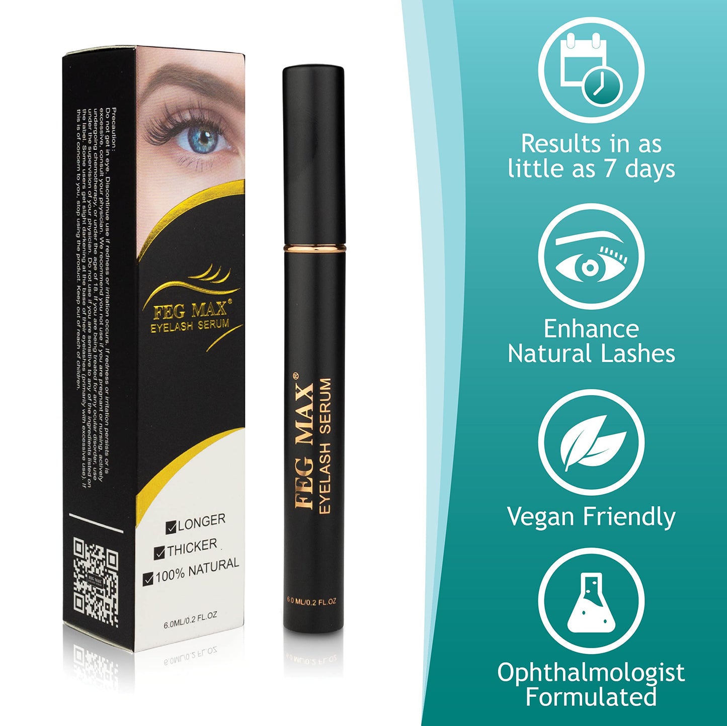FEG Max Eyelash Serum | For Lash and Brow | Fast Effective Growth Creates Longer & Darker Eyelashes | Natural Eyelash Serum to Grow Lashes | 6 mLntitled 5Oct_15:57