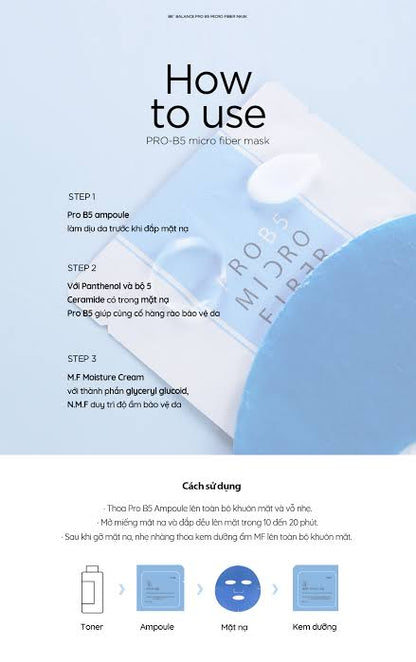 PRO B5 Micro Fiber Mask Be'Balance Blue Colour 3 steps in 1 (10pcs)