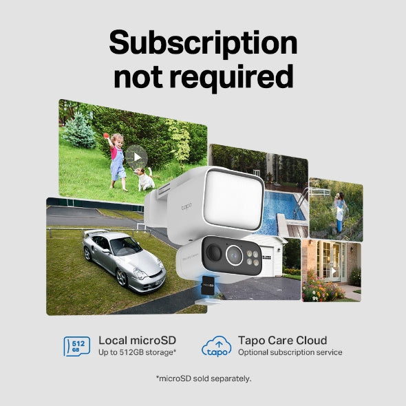 Tapo C615F KIT
Solar-Powered Floodlight Pan/Tilt Security Camera Kit