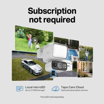 Tapo C615F KIT
Solar-Powered Floodlight Pan/Tilt Security Camera Kit
