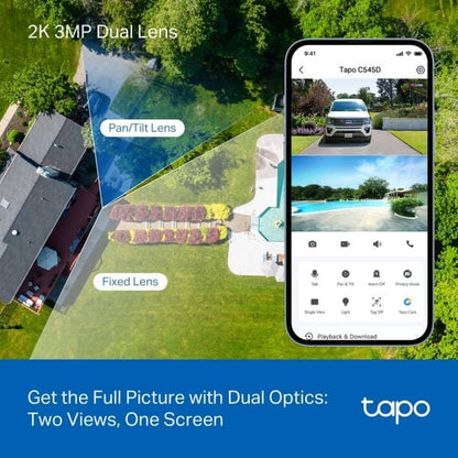TP LINK
Tapo C545D 2K Outdoor Dual Lens Pan/Tilt Security Camera